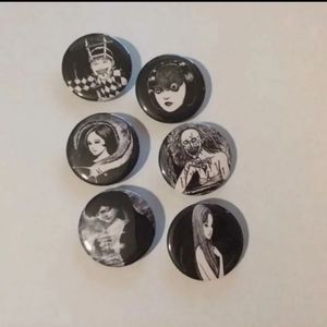 Handmade Junji Ito Character Horror Pins Set Of 6